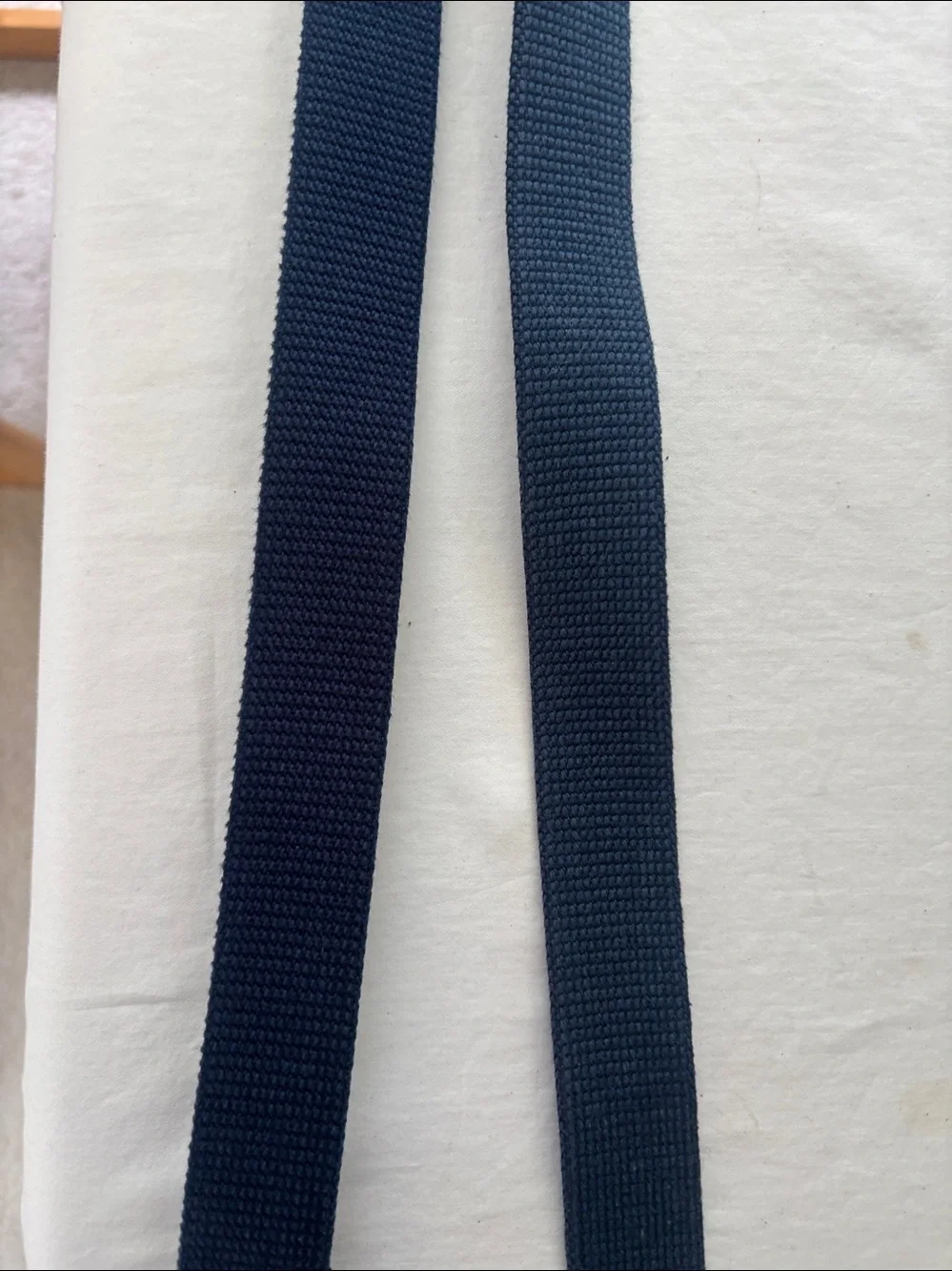 Navy Webbing Belt with Silver and Black Buckles